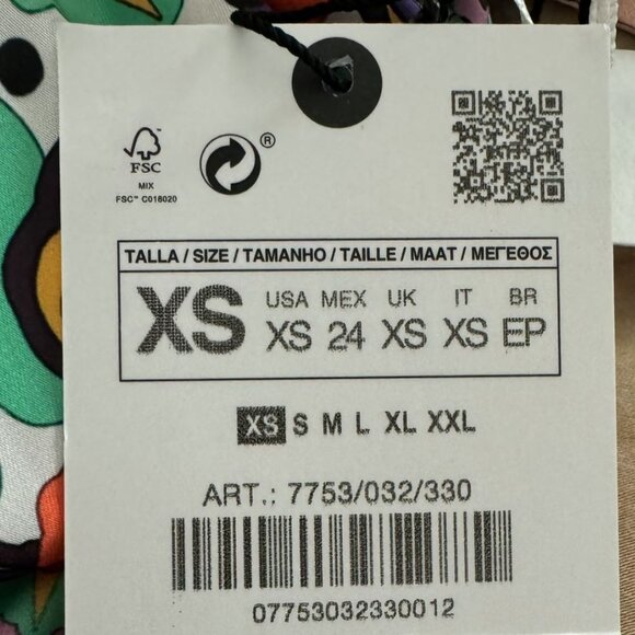 Zara NWT XS Satin Colorful Boho Vibes Floral Printed Belted Kimono Duster - Picture 5 of 5